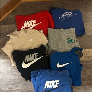 Nike Kids Sweatshirts in Red, Blue, Black, Gray, and Tan